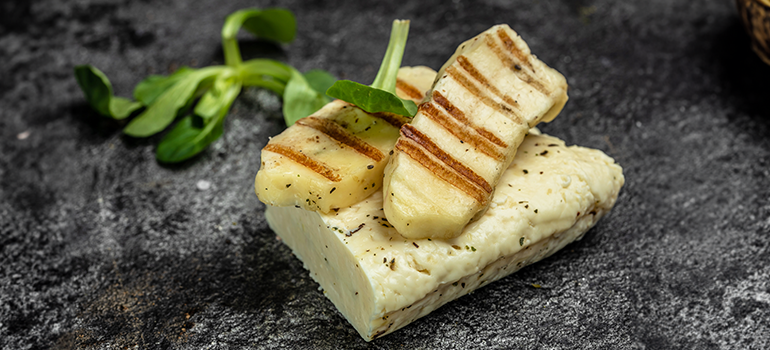 Halloumi Cheese on a black slate